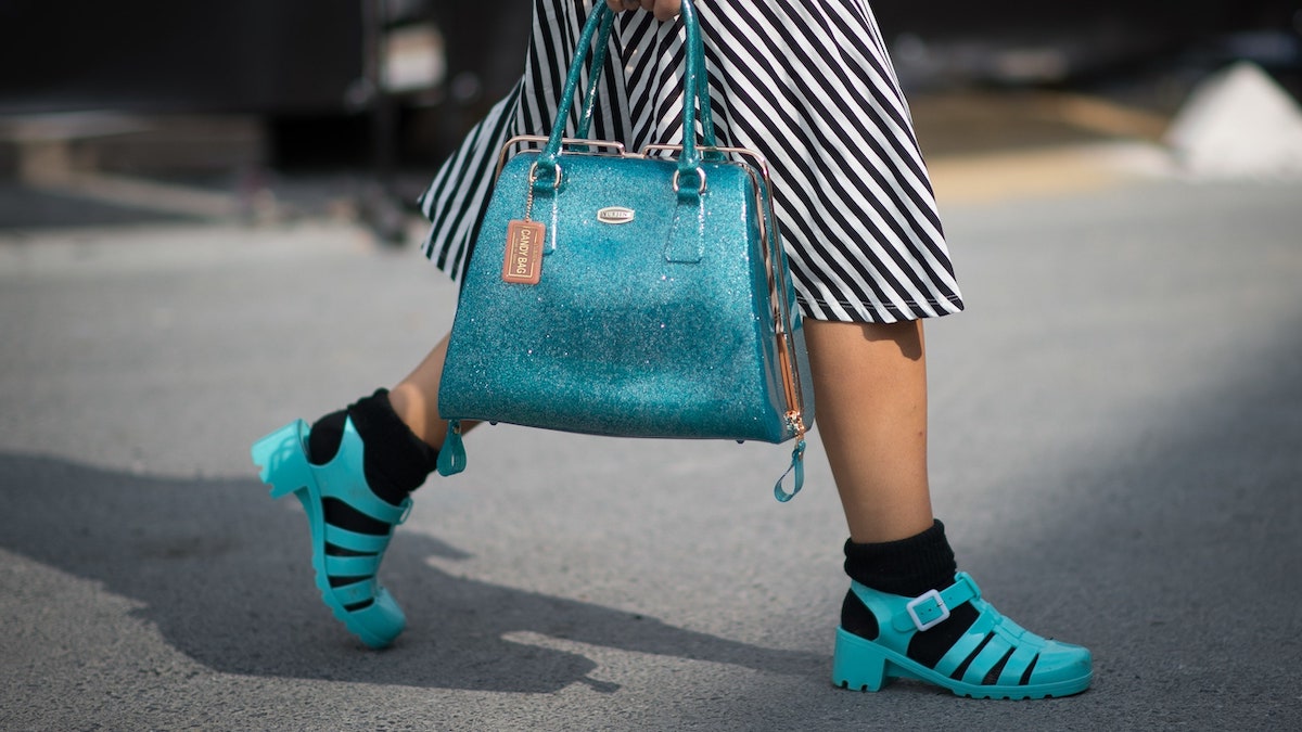 aqua colored jelly shoes